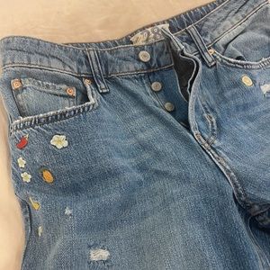 Free People “We the Free” embroidered button Fly Fruit Jeans